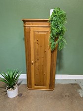 Vintage Tall Pine Corner Cupboard Cabinet With Shelves.