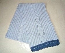 Cosy Scarf Warm Knitted Blue Wool Blend Pearl Ribbon 2275 Womens Ladies Christma