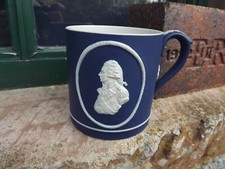 1905 Lord Nelson Centenary large blue & white jasper ware Adams Pottery Mug