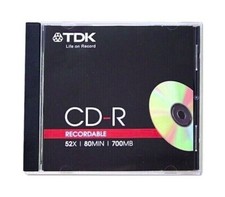 TDK CD-R 80 Recordable CD-R80JCA Blank CDR Disc 80MIN / 700MB / 52x NEW & SEALED