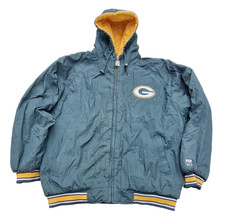 Green Bay Packers NFL Logo 7 Hooded Puffer Full Zip Jacket Vintage Green Size XL