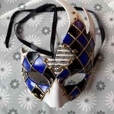 Coolwife Masquerade Mask Vintage Venetian Checkered Music Party Mardi Gras Mask 