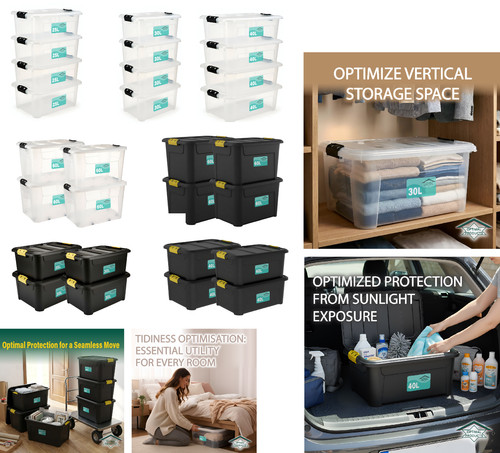 4pk plastic storage boxes - 4pk,