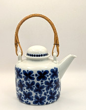 Rorstrand Sweden MON AMIE Porcelain Teapot With Bamboo Handle 