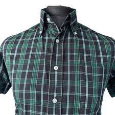 BRUTUS TRIMFIT Shirt Mens MEDIUM (38") Short Sleeve Green Check