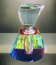 WOW! Large Crystal Glass Prism Faceted Perfume Bottle 583g Purple Pink Blue
