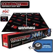 WINMAU Compact-Pro Portable Darts Mat - Oche Throw For Dartboard With Measure