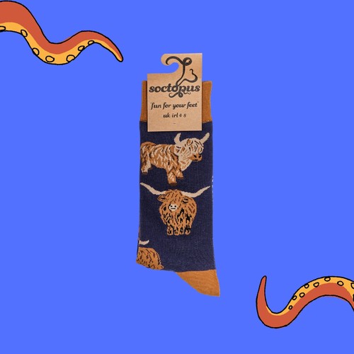Soctopus highland cow socks - highland,
