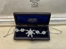 Vintage Art Deco Rhinestone Choker Necklace Starburst Snowflake Design Clear