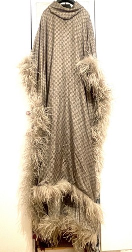 Gucci feather trimmed silk - gg,