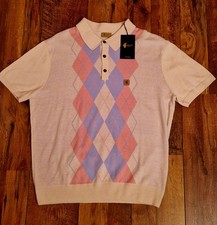 Gabicci - Bogart Argyle Knitted Polo Shirt: Size 2XL