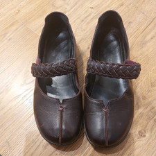 Hotter Mary Jane Shoes Womens UK 4  Burgundy Leather Flat Comfort