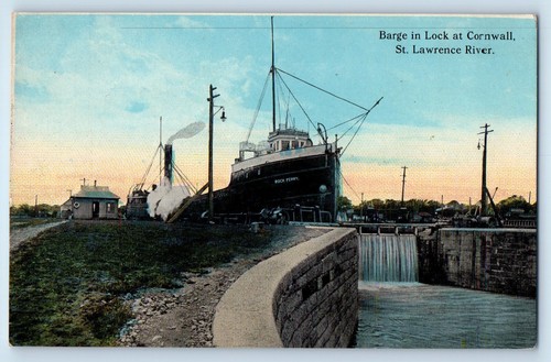 Ontario canada postcard barge - canada,
