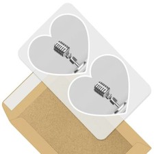2 x Heart Stickers 7.5 cm - BW - Microphone Radio Broadcast  #37236