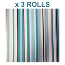 Teal Stripe Metallic Wallpaper