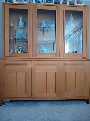Solid oak display cabinet - oak,
