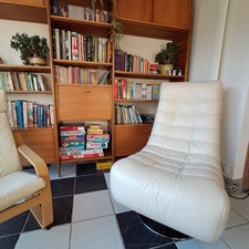 Funky Leather Cream Swivel Chair