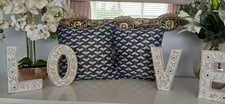 Aztec Navy Cushion Covers with  self piped trim 40cm, 45cm