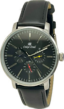 Oskar Emil Classic MIRAGE Quality Men's Day/Date Subdials Watch Black Leather