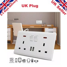 High-Quality UK Double USB Ports Plug Socket, 13A 250V White | Free UK Shipping