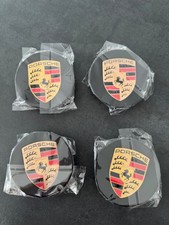 65mm Porsche Alloy Wheel Centre Caps Black Set Of 4 New Sealed Same Day Dispatch