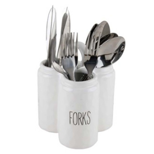 White ceramic cutlery - ceramic, holder