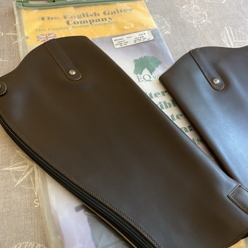 Brown leather gaiters - gaiters, calf