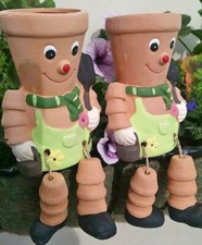 Set Of 2 Flower Pot Man Straw