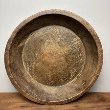 Vintage Wooden Dough Bowl - 13” Rustic Dish - Large Antique Bowl - #19