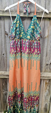 Pussycat London Multicoloured Halter Neck Hippie Maxi Dress Womens Size Large