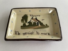 Torquay pottery Polperro rectangular dish with motto / Exeter Art Pottery ?