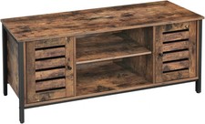 TV Stand TV Stand with Shelves and Storage Cupboards, Louvered Doors