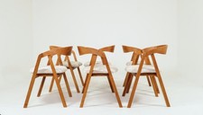 Dining Chairs Set Of 6 Rustic Oak Wood Safari Fabric Beige