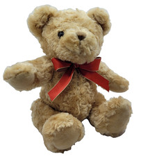 Keel Toys Beigh Teddy Bear With Red Bow Cuddly 10" Plush Soft Toy Teddy Bear