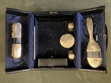 Asprey childs nursery gladstone bag type vanity case Silver Top Bottles Brushes