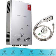 10L LPG Water Heater Boiler W/ Shower Head Gas Tankless Instant Hot Water Heater