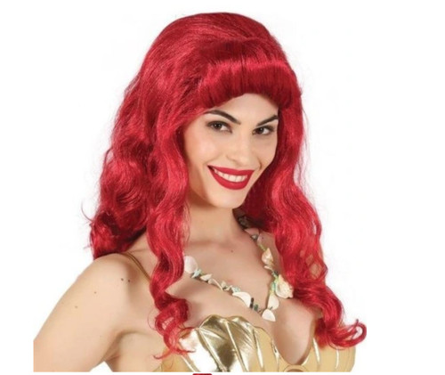 Mermaid wig red long - wig, wavy