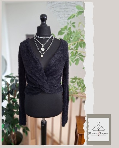 Womens black fluffy crop - womens,