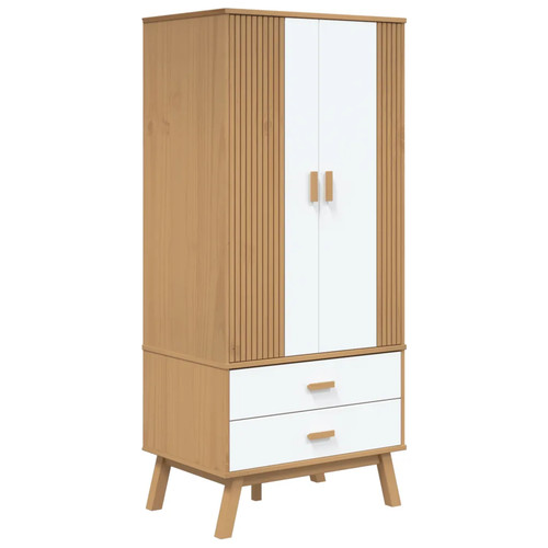 Wardrobe white brown - wardrobe, solid