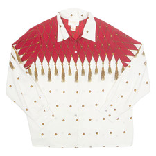 JORDAN Womens Printed Shirt Red Collared Long Sleeve Crazy Pattern XL