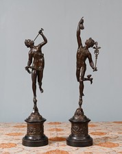 Classical Bronze Mercury and Victorian Statue Italian 1880 Giambologna Nike