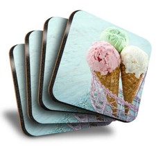 Set of 4 Square Coasters - Ice