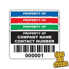 Asset ID Labels stickers tags waterproof - Choice of colours 38mm x 20mm