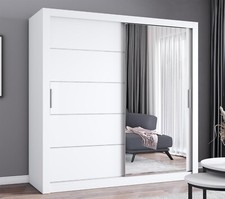 IBIZA Sliding Door Mirror Wardrobe Bedroom Storage, Multiple Sizes and Colours