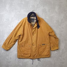 P.G.Field Wax Jacket Mens Large Mustard Cotton Field Coat Corduroy Chore Work
