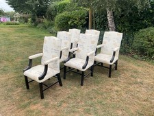 Set Of 6 Modern High Backed Upholstered Dining Arm Chair Set