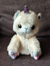 Cream Pastel Peach Llama Unicorn Plush 11" Sparkly Eye Purple Horn ASDA 2019 VGC
