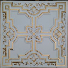  Faux tin ceiling tiles white gold color decor wall panels PL16 10pcs/lot