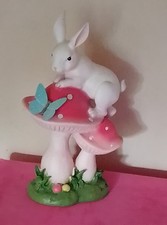 TK Maxx Easter Bunny Rabbit On Toadstool Ornament