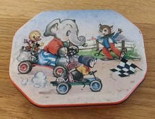 Vintage Lovells Confectionary Sweets Toffee Tin Animals Racing Go-carts Elephant